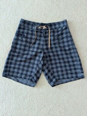 Patagonia Mens Wavefarer Board Shorts Swim Trunks Nylon Blue Check Sz 32